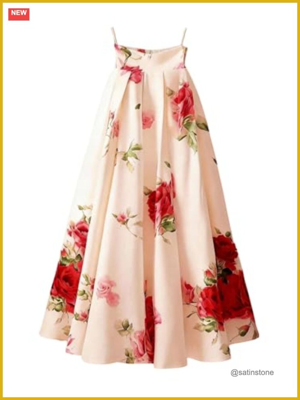 Women's Floral A-Line Maxi Skirt High Waist Pleated Flowy